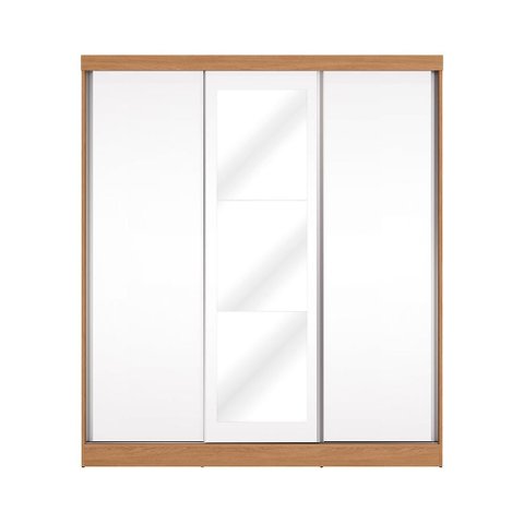 Guarda Roupas Casal 3 Portas de Correr 3 Espelhos Kappesberg Tapajós/branco 180cm