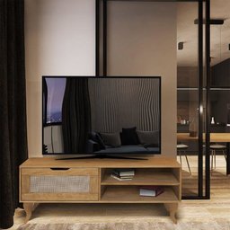 Rack Bancada Tv até 50 Madeira Florença Palha Indiana - Imbuia - 1 Rack Bancada Tv até 50 Madeira Florença Palha Indiana - Imbuia - 1