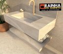 Ver imagem 2 de Bancada Banheiro Porcelanato 80cm com Válvula Oculta Branco:bege