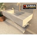 Ver imagem 2 de Bancada Banheiro Porcelanato 80cm com Válvula Oculta Branco:bege