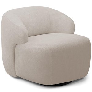 Poltrona Decorativa Orgânica Giratória para Sala Living Barolo L06 Bouclê Bege - Lyam Decor