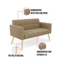 Ver imagem 5 de Kit 1 Sofá Namoradeira e 1 Poltrona Elisa Suede Pés Palito Castanho - D’Rossi Marrom Rato