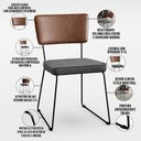 Ver imagem 4 de Kit 06 Cadeiras Decorativas Sala Jantar Allana L02 Couríssimo Marrom Linho Cinza Escuro - Lyam