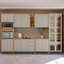 Ver imagem 2 de Cozinha Completa Allure 15 Portas 4 Gavetas 100% Mdf com Vidro Jequitibá/gris - Linea Brasil