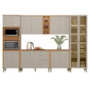 Ver imagem 1 de Cozinha Completa Allure 15 Portas 4 Gavetas 100% Mdf com Vidro Jequitibá/gris - Linea Brasil