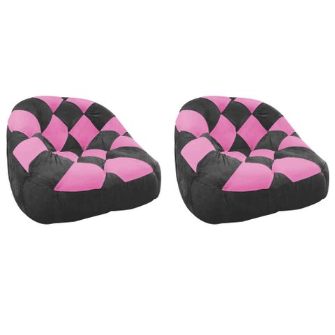 Kit 02 Poltrona Paloma Escritório Sala Pé Plástico Suede Grafite e Suede Pink - Dominic Decor