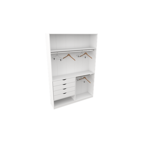 Armário Arara Gaveta Milena M4 100% Mdf (closet Lojas ) Vetorial Móveis Branco