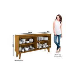 Buffet de Sala Jantar Quartzo 4 Portas Nature-off White - Henn - 3