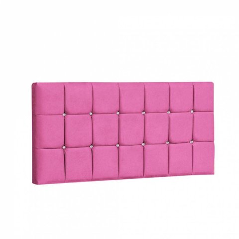 Painel Estofada Espanha 195cm King Strass Courino Pink