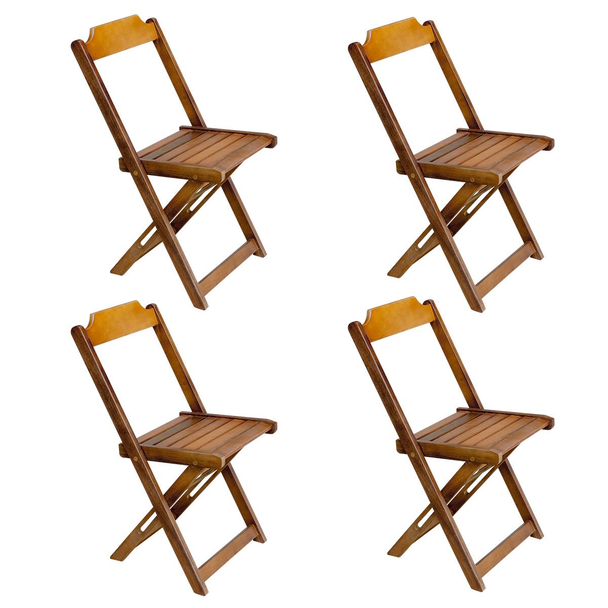 Jogo de Mesa com 4 Cadeiras de Madeira Dobrável 120x70 Ideal para Bar e Restaurante - Mel - 2
