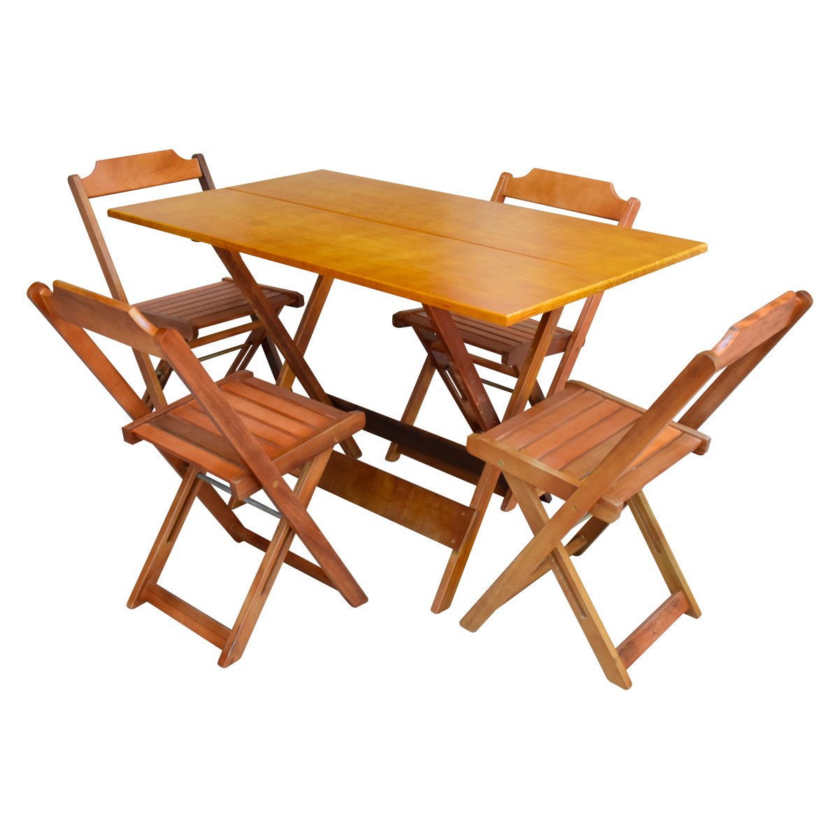 Jogo de Mesa com 4 Cadeiras de Madeira Dobrável 120x70 Ideal para Bar e Restaurante - Mel - 1