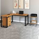Ver imagem 1 de Kit Mesa de Escritório com Gaveteiro e Mesa Auxiliar 100% MDF