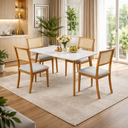 Ver imagem 1 de Conjunto Mesa Rubi 1,20m com 4 Cadeiras Rubi – Madeira Maciça com Vidro Off White – Sala de Jantar 4