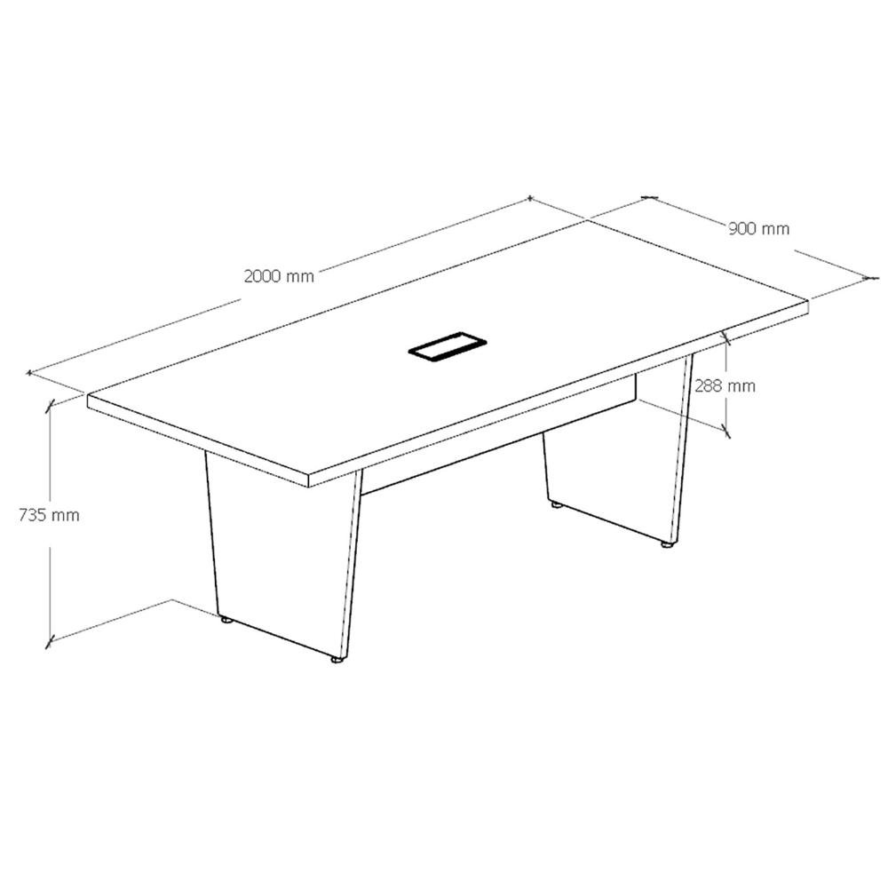 Mesa de Reunião 2,00m Pé Painel em V com 1c Tomada Ng Pr F5 Cor:nogal com Preto - 2