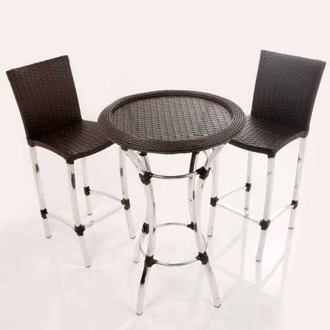 Conjunto de 2 Banquetas e Bistrô em Alumínio para Cozinha, Balcão, Edícula - Capuccino