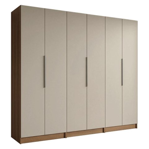 Guarda-Roupa Modulado 240 cm 6 Portas 4 Gavetas Rustic/Crema Neo Madesa 01
