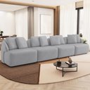 Ver imagem 1 de Sofá 4 Lugares para Sala de Estar Living 308cm Arlo F04 Veludo Cinza Tc-12023 - Lyam Decor