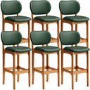 Ver imagem 1 de Kit 6 Banquetas Alta Bar Cozinha Sala Jantar Fixa Betta L02 Imbuia Facto Verde Musgo - Lyam Decor