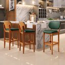Ver imagem 2 de Kit 6 Banquetas Alta Bar Cozinha Sala Jantar Fixa Betta L02 Imbuia Facto Verde Musgo - Lyam Decor