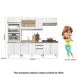 Cozinha Modulada Kali Premium 5 Peças Branco com Torre Quente - Nicioli - 4