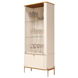 Cristaleira 2 Portas Baton Rouge Off White Nature Bronze - 2