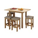 Ver imagem 2 de Conjunto Mesa Dobrável com 4 Bancos para Sala de Jantar Marrom/Inovata/Freijó