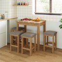 Ver imagem 1 de Conjunto Mesa Dobrável com 4 Bancos para Sala de Jantar Marrom/Inovata/Freijó