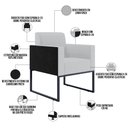 Ver imagem 6 de Kit 3 Poltronas Decorativas Sala Base Fixa Metal Helô L02 Linho Cinza Couríssimo Preto - Lyam