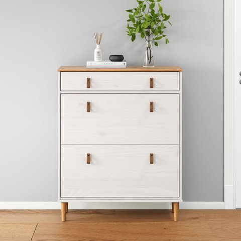 Sapateira Vertical Hall de Entrada 2 Portas 1 Gaveta Mikka Branco 16 Pares Idimex