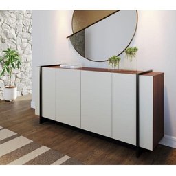 Aparador para Sala Buffet Ambiente Copacabana Off White Nogueira Real Preto Acetinado Colibri - 1