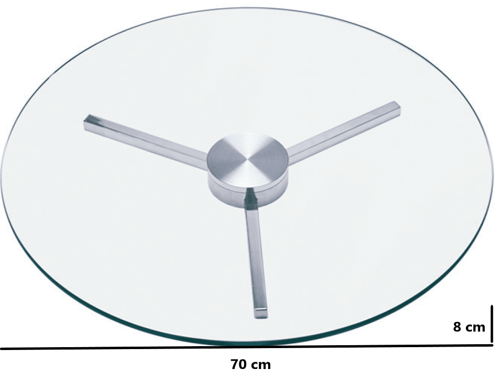Prato Giratório/girador de Mesa Vidro/alumínio -diametro:70 - 2