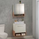 Ver imagem 5 de Gabinete e Espelheira 80cm Inspira Design Branco/Salmão