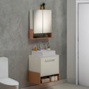 Ver imagem 1 de Gabinete e Espelheira 80cm Inspira Design Branco/Salmão