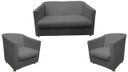 Ver imagem 1 de Kit Namoradeira + 2 Poltronas Decorativa Biane Couro Cinza Pés Cromado Mz Decor