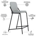 Ver imagem 3 de Kit 02 Banquetas Alta Bar Cozinha Sala de Jantar Loft Preto C01 Courino Saturno Off White - Lyam Dec