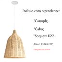 Ver imagem 7 de Pendente Rattan em Fibra Natural Vime Artesanal Sala Nat14