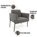 Ver imagem 6 de Sofá Namoradeira e 2 Poltronas Pé de Ferro Preto Marisa Suede Grafite D03 - D'Rossi