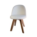 Ver imagem 1 de Cadeira para Sala de Jantar Moderna Estofada de Linho Bege com Courino Caramelo, Base Madeira Maçica