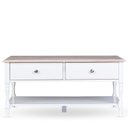 Ver imagem 2 de Mesa de Centro 2 Gavetas 100cm Tampo de Madeira Maciça Escovada Pés Torneados Louise