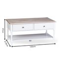 Ver imagem 3 de Mesa de Centro 2 Gavetas 100cm Tampo de Madeira Maciça Escovada Pés Torneados Louise