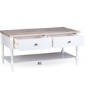 Ver imagem 4 de Mesa de Centro 2 Gavetas 100cm Tampo de Madeira Maciça Escovada Pés Torneados Louise