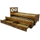 Ver imagem 4 de Bicama Solteiro Rústica em Madeira Maciça Acabamento Premium 2 Gavetas Imperial Repleta