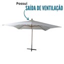 Ver imagem 4 de Ombrelone Guarda Sol Sombreiro Lateral Praia Piscina Chácara 3m Cobertura Retrátil Ventilado Estrutu