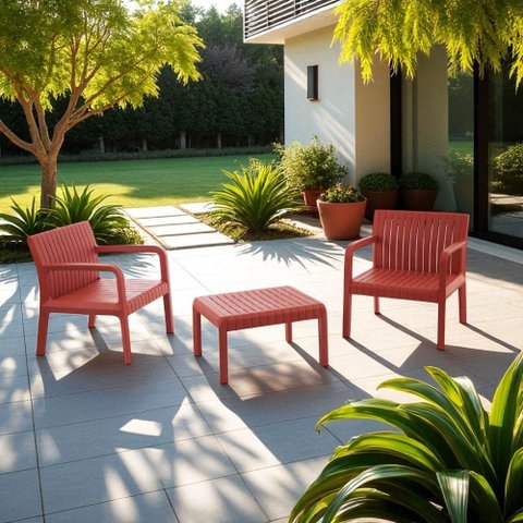 Conjunto para Área Externa Maldivas com 2 Poltronas, 1 Mesa - Terracota