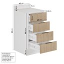 Ver imagem 3 de Balcão 4 Gavetas 40cm com Tampo com Rodapé Ipanema CabeCasa MadeiraOriginals Branco/Acácia