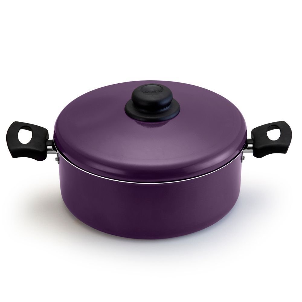 Caçarola Antiaderente Tampa Aluminio 24cm 4l Lilás Nacional - 1