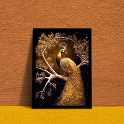 Quadro Decorativo Arquétipo Pavão Ouro 33x24cm:madeira Branca - 2
