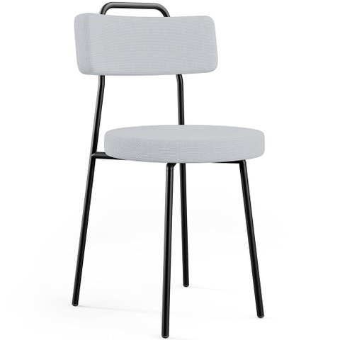 Cadeira Decorativa Estofada Para Sala De Jantar Barcelona L02 Linho Cinza - Lyam Decor