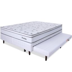 Cama Box Casal com Cama Auxiliar + Colchão Molas Ensacadas com Pillow 138x188x55 cm BF Colchões - 1