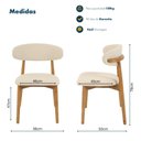 Ver imagem 7 de Conjunto 2 Cadeiras Estofada Linho para Jantar Cozinha Frida Creme Madeira Mel Maciça